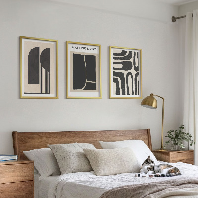 3 paveikslų rinkinys su rėmais Abstraktūs minimalistiniai plakatai