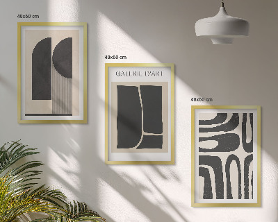 3 paveikslų rinkinys su rėmais Abstraktūs minimalistiniai plakatai