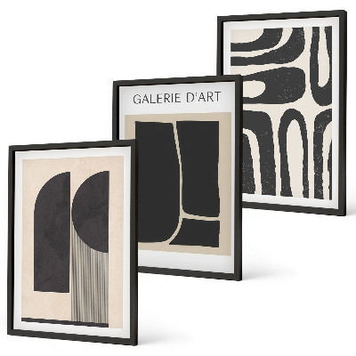 3 paveikslų rinkinys su rėmais Abstraktūs minimalistiniai plakatai