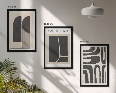 3 paveikslų rinkinys su rėmais Abstraktūs minimalistiniai plakatai