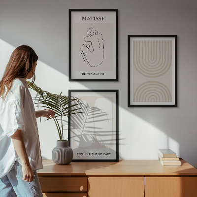 3 paveikslų rinkinys su rėmais Stilingos minimalistinės linijos