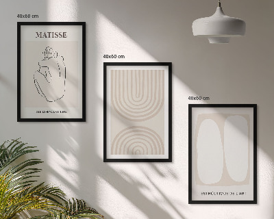 3 paveikslų rinkinys su rėmais Stilingos minimalistinės linijos