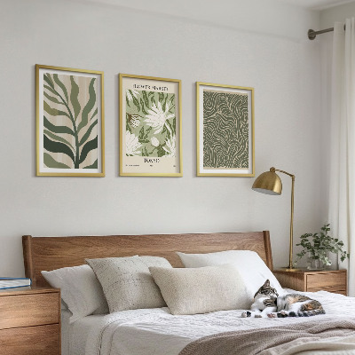 Įrėmintas triptikas Augalų raštai bohemiškos dekoracijos