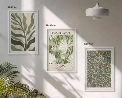 Įrėmintas triptikas su bohemiškais augalų raštais