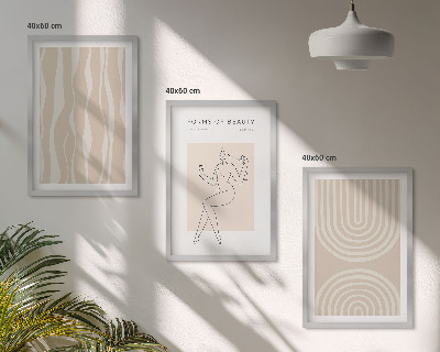 3 paveikslų rinkinys su rėmais Abstraktūs boho stiliaus papuošimai