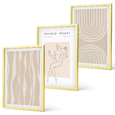 3 paveikslų rinkinys su rėmais Abstraktūs boho stiliaus papuošimai