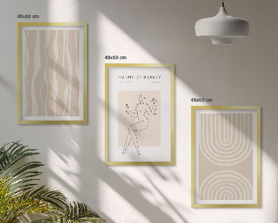 3 paveikslų rinkinys su rėmais Abstraktūs boho stiliaus papuošimai