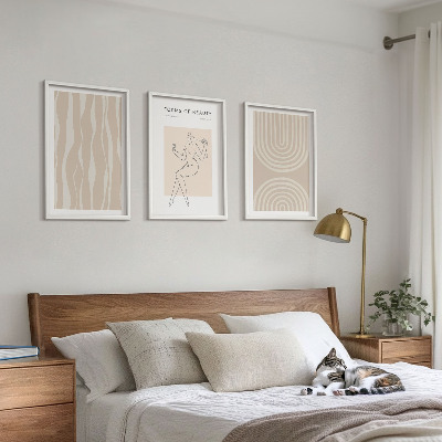 3 paveikslų rinkinys su rėmais Abstraktūs boho stiliaus papuošimai