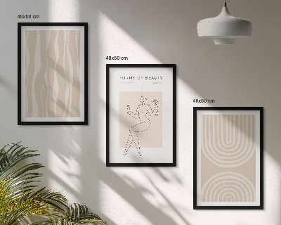 3 paveikslų rinkinys su rėmais Abstraktūs boho stiliaus papuošimai