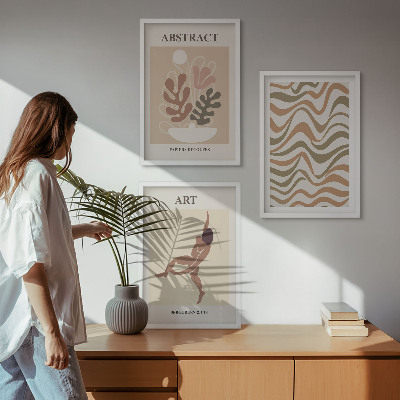 Įrėmintas triptikas Matisso bohemiški abstraktūs raštai