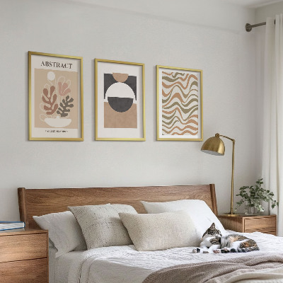 3 paveikslų rinkinys su rėmais Abstrakčių formų raštai