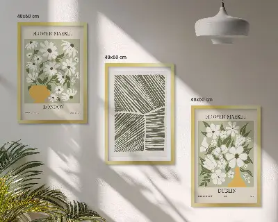 3 paveikslų rinkinys su rėmais Gėlių raštai Londone ir Dubline