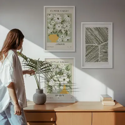 3 paveikslų rinkinys su rėmais Gėlių raštai Londone ir Dubline