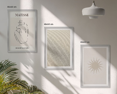 Įrėmintas triptikas Minimalistinės smėlio linijos saulėje