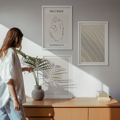 Įrėmintas triptikas Minimalistinės smėlio linijos saulėje