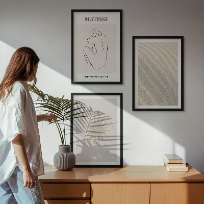 Įrėmintas triptikas Minimalistinės smėlio linijos saulėje
