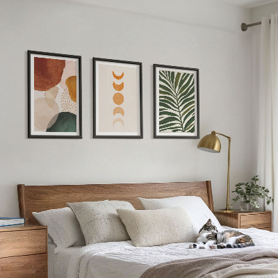 3 paveikslų rinkinys su rėmais Abstrakčios lapų formos