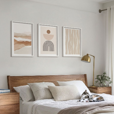 3 paveikslų rinkinys su rėmais Abstraktus peizažas, gamtos geometrija