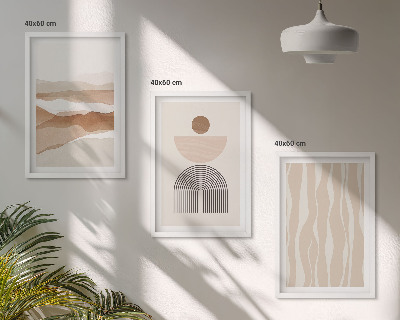 3 paveikslų rinkinys su rėmais Abstraktus peizažas, gamtos geometrija