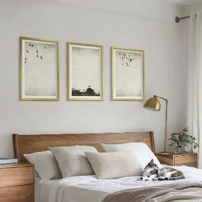Skraidančių paukščių minimalizmas įrėmintas triptikas