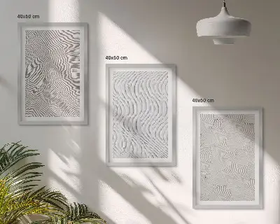 Įrėmintas triptikas smėlio raštai su geometrinėmis struktūromis