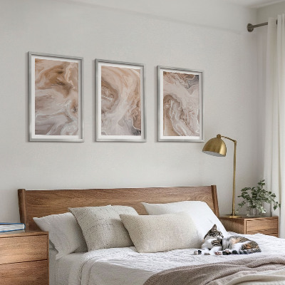 3 paveikslų rinkinys su rėmais Marmuro abstrakčios tekstūros