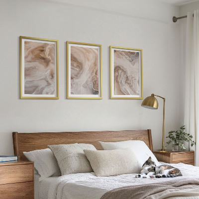 3 paveikslų rinkinys su rėmais Marmuro abstrakčios tekstūros