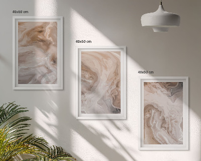 3 paveikslų rinkinys su rėmais Marmuro abstrakčios tekstūros
