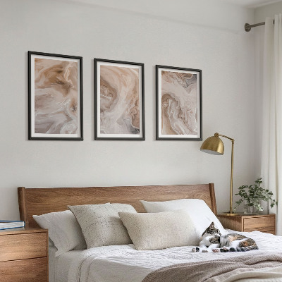 3 paveikslų rinkinys su rėmais Marmuro abstrakčios tekstūros