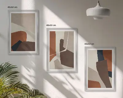 Abstrakčios modernios struktūros įrėmintas triptikas