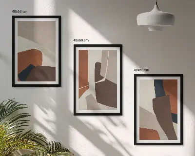 Abstrakčios modernios struktūros įrėmintas triptikas