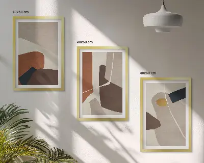 Abstraktus bohemiškas paveikslas rinkinys iš 3 paveikslų su rėmais