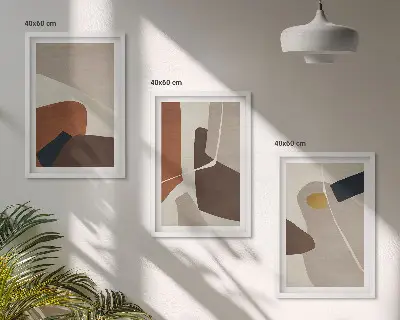 Abstraktus bohemiškas paveikslas rinkinys iš 3 paveikslų su rėmais