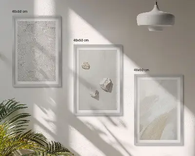 Modernių paveikslų rinkinys smėlio spalvos akmenų motyvais su rėmais