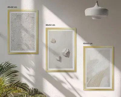 Modernių paveikslų rinkinys smėlio spalvos akmenų motyvais su rėmais