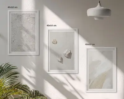 Modernių paveikslų rinkinys smėlio spalvos akmenų motyvais su rėmais