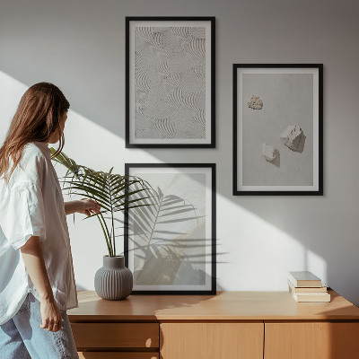 3 paveikslų rinkinys su rėmais Smėlio akmenų modernūs dažai