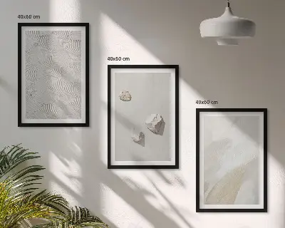 Modernių paveikslų rinkinys smėlio spalvos akmenų motyvais su rėmais