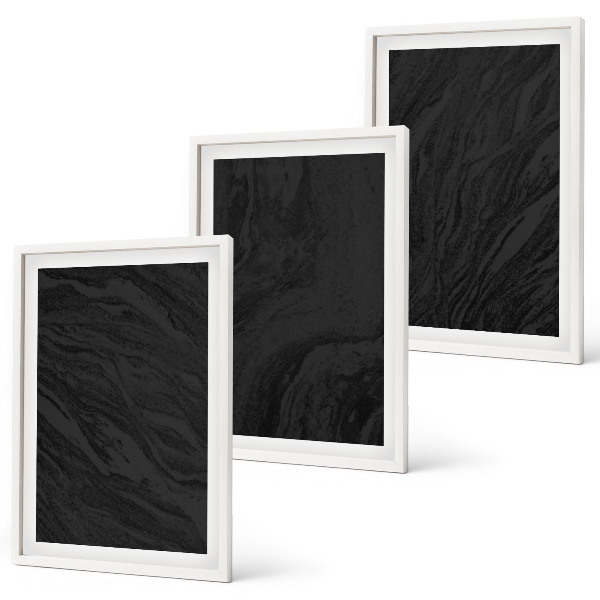 3 paveikslų rinkinys su rėmais Elegantiškos tamsaus marmuro tekstūros