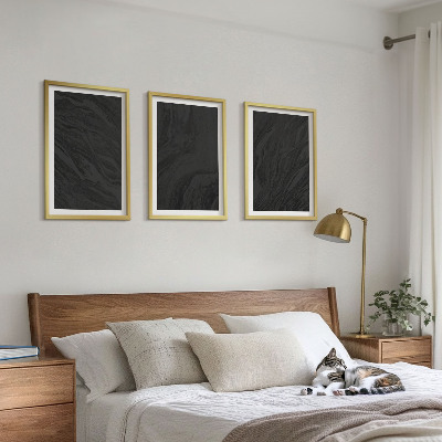 3 paveikslų rinkinys su rėmais Elegantiškos tamsaus marmuro tekstūros