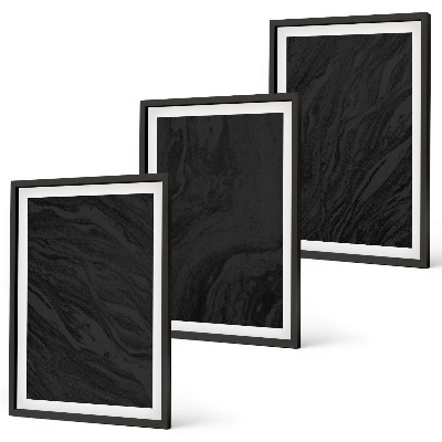 3 paveikslų rinkinys su rėmais Elegantiškos tamsaus marmuro tekstūros