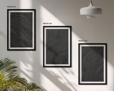 3 paveikslų rinkinys su rėmais Elegantiškos tamsaus marmuro tekstūros