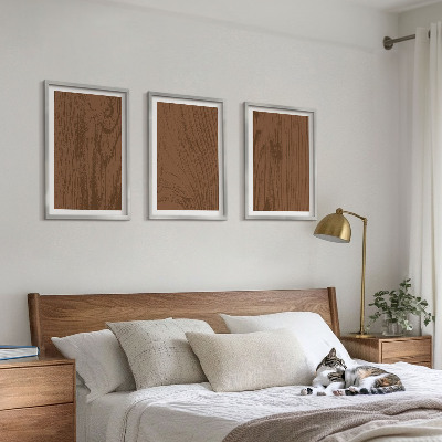 3 paveikslų rinkinys su rėmais Medžio tekstūros žievės minimalizmas