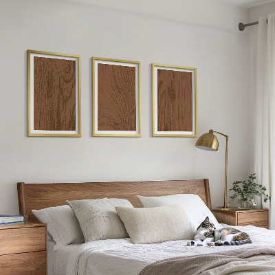 3 paveikslų rinkinys su rėmais Medžio tekstūros žievės minimalizmas