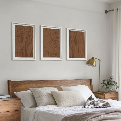 3 paveikslų rinkinys su rėmais Medžio tekstūros žievės minimalizmas