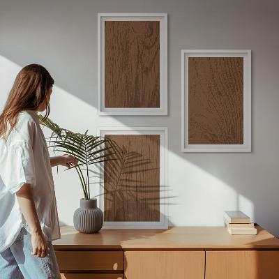 3 paveikslų rinkinys su rėmais Medžio tekstūros žievės minimalizmas