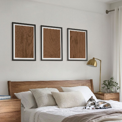3 paveikslų rinkinys su rėmais Medžio tekstūros žievės minimalizmas