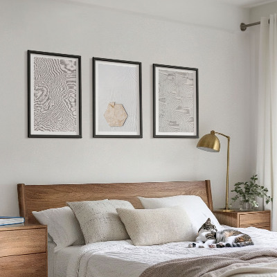 3 paveikslų rinkinys su rėmais Šviesios bohemiškos smėlio tekstūros