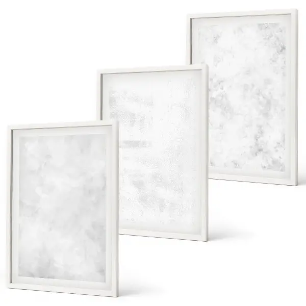 Baltos dėmės minimalistinis fonas 3 paveikslų rinkinys su rėmais