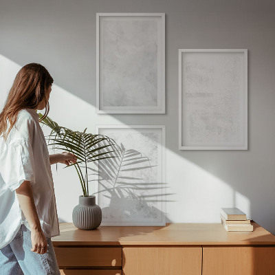 3 paveikslų rinkinys su rėmais Baltos dėmės minimalistinis fonas